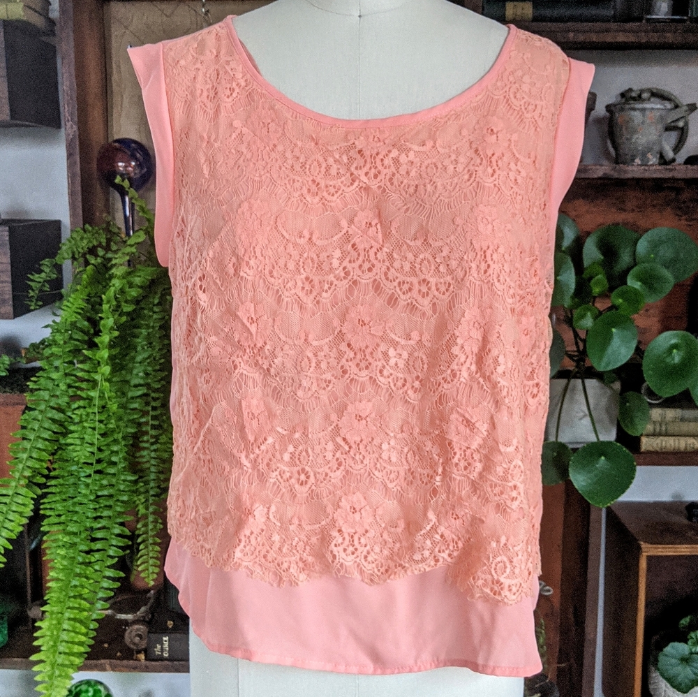 Lace and chiffon tunic